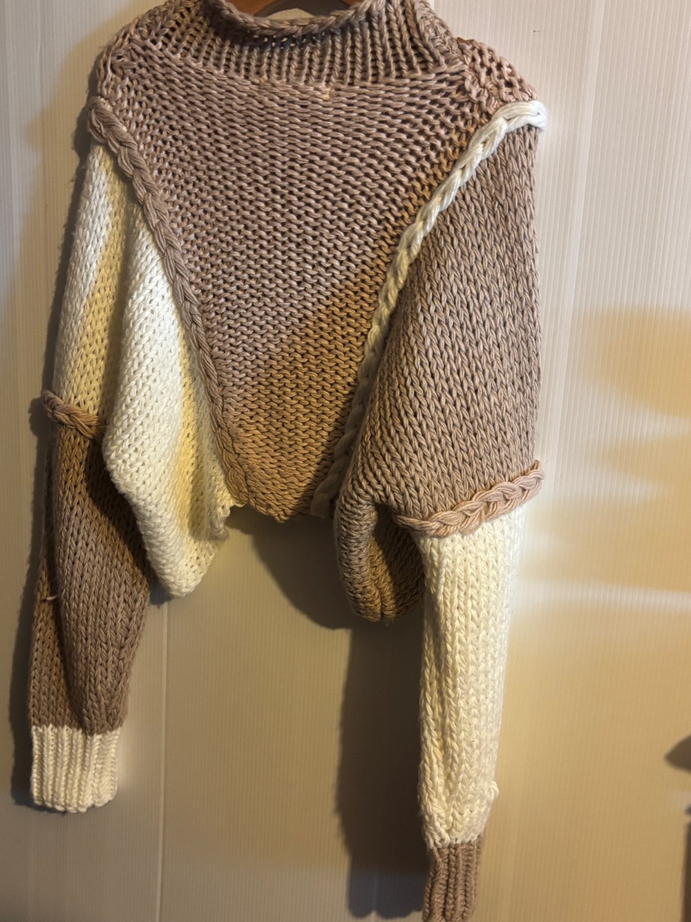 Altar'd State sweater Two-Tone Knit Sweater in Beige and Cream size Large - Picture 7 of 11